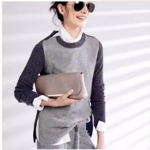 J. Crew Grey Colorblock Double Zipper Lambswool Sweater